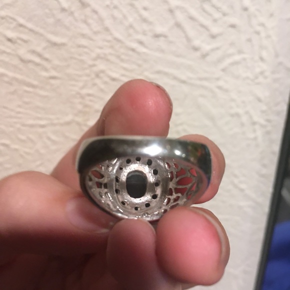 Black Star Sapphire Filagree Sterling Silver Ring - Picture 12 of 15